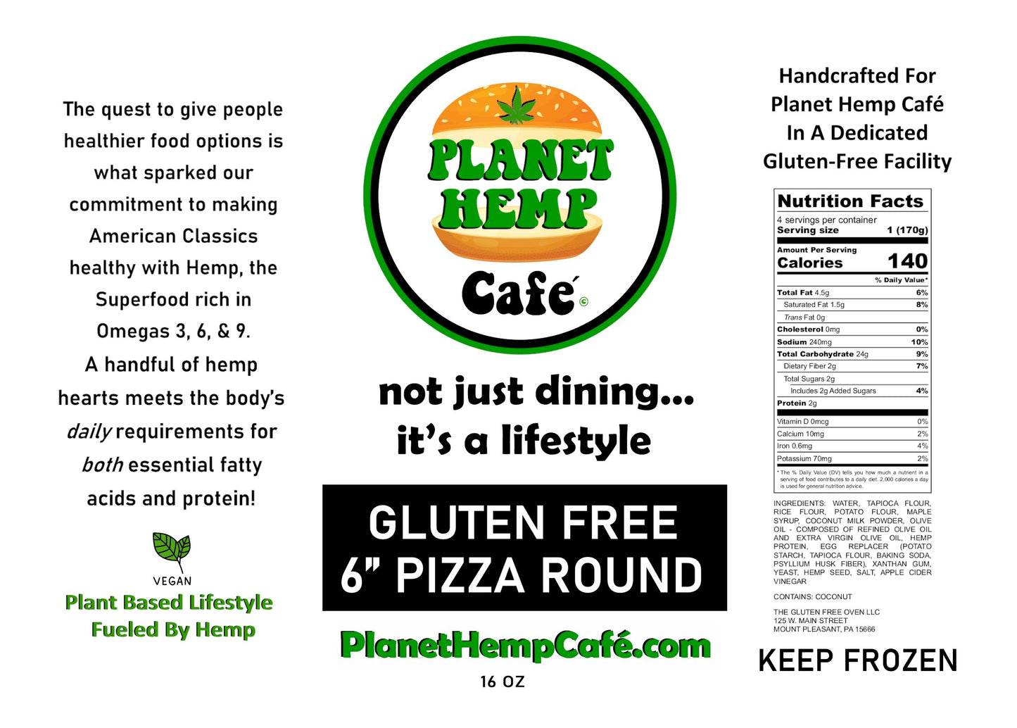 6 oz Hemp Gluten Free Pizza Rounds 4 / Pack