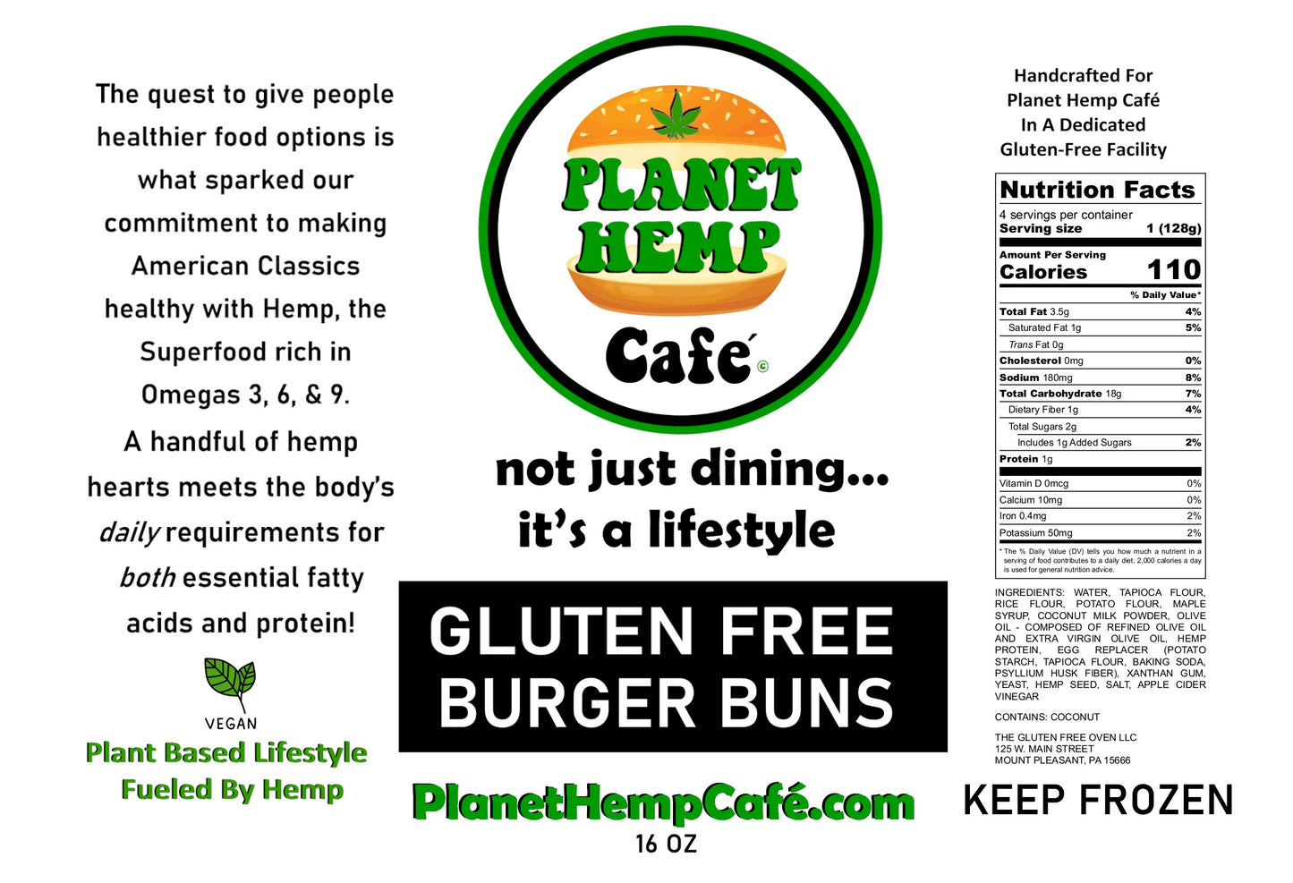 Hemp Gluten Free Burger Buns 4 / Pack